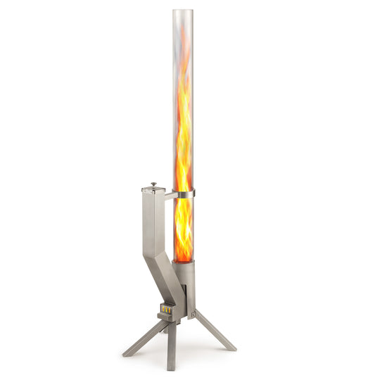 Gardenflare Klassik Feuerrohr Silber mit sichtbarer Flamme