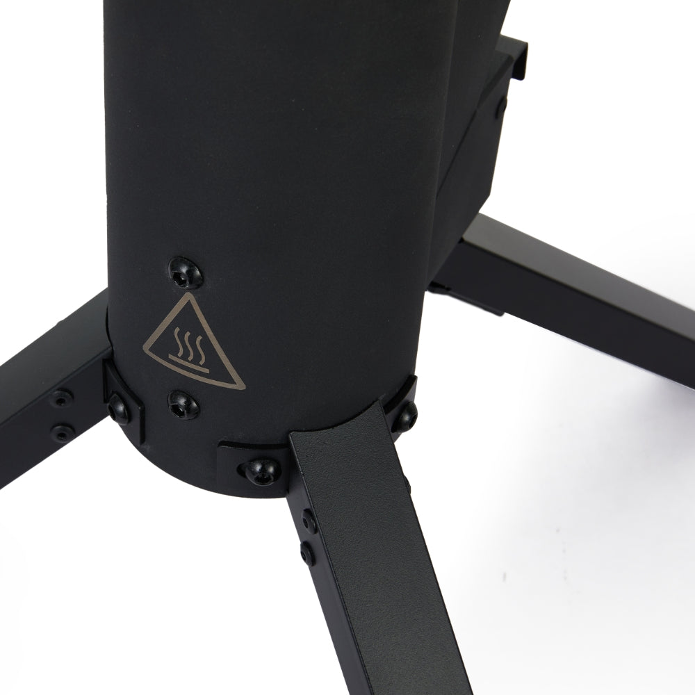 Gardenflare Classic fire tube black, close-up of combustion chamber and base, white background