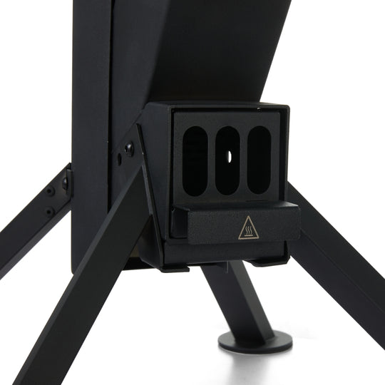 Gardenflare Premium fire tube black, close-up of combustion chamber and base, white background