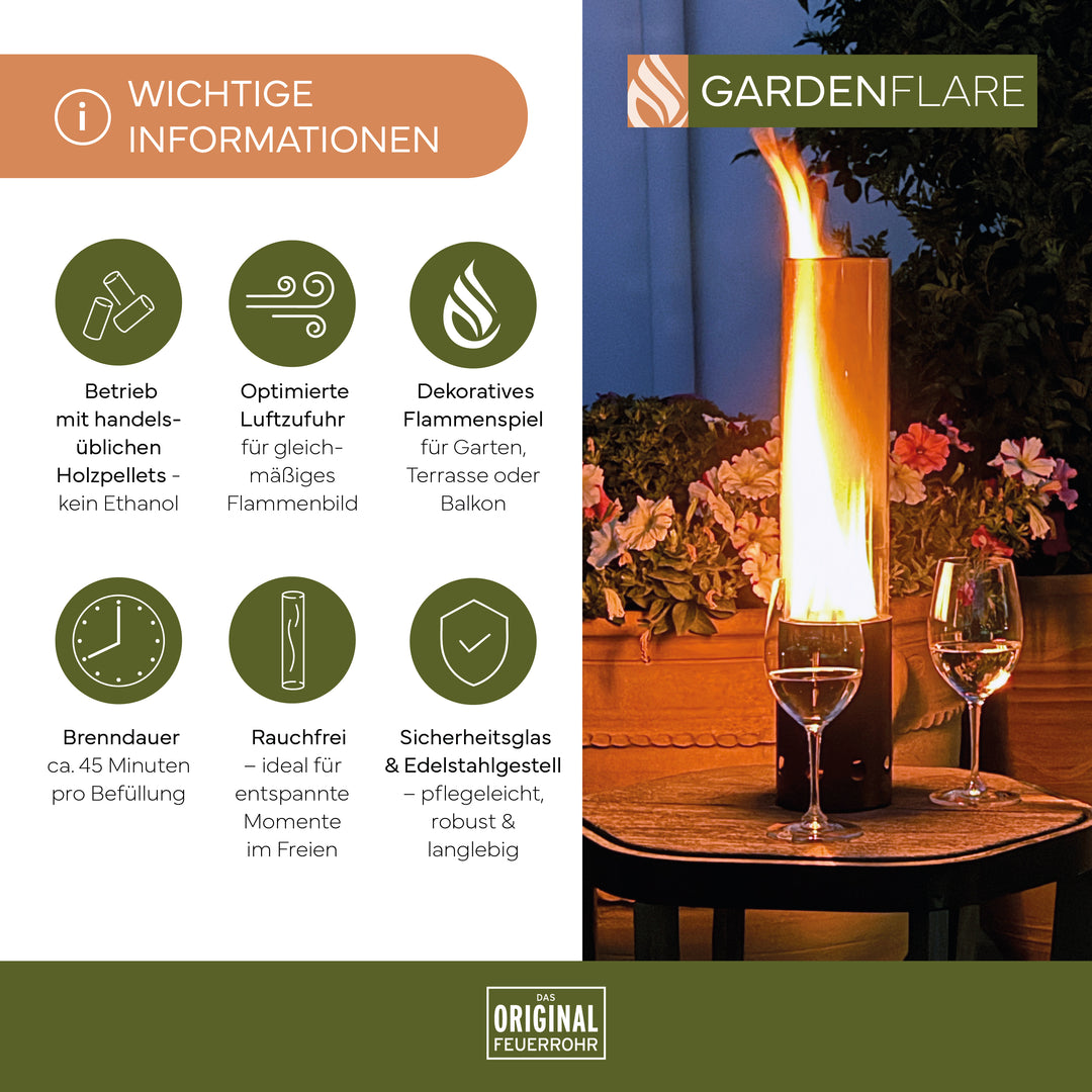 Fuego de mesa Gardenflare, acero inoxidable, plata