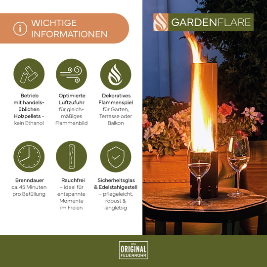 Fuego de mesa Gardenflare, acero inoxidable, plata