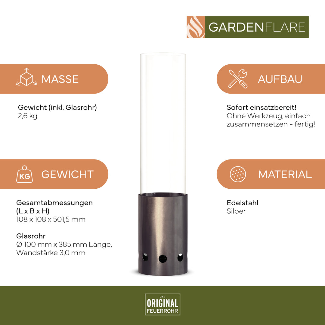 Fuego de mesa Gardenflare, acero inoxidable, plata