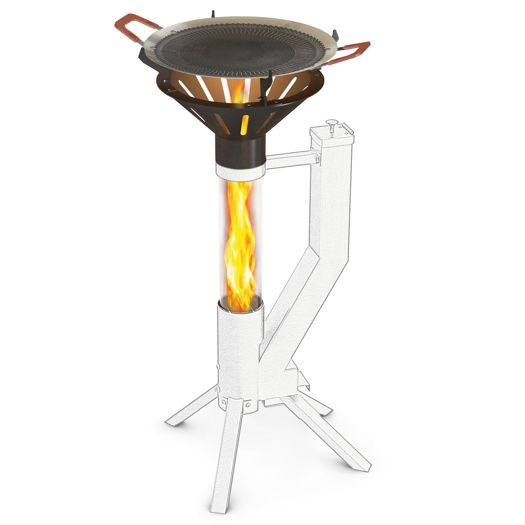 Gardenflare Grillaufsatz mit Outdoor-Grillpfanne auf Klassik Feuerrohr mit sichtbarer Flamme