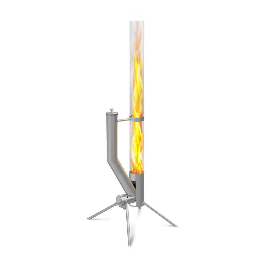 Gardenflare Essential Feuerrohr Edelstahl mit 1 Meter hoher Flamme.