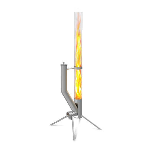 Gardenflare Essential Feuerrohr Edelstahl mit 1 Meter hoher Flamme.