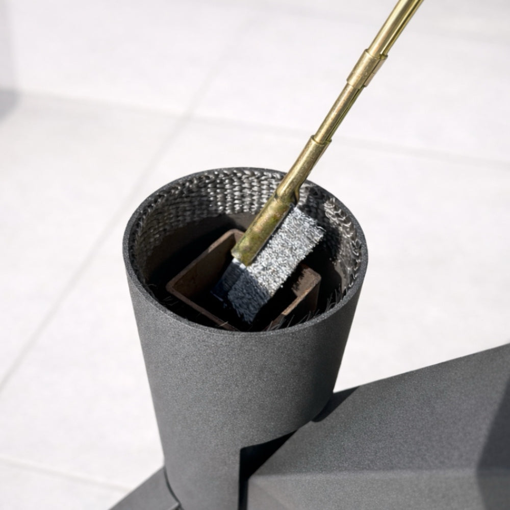 Metal cleaning brush from the Gardenflare care and accessory set for cleaning the combustion chamber in the Classic fire tube
