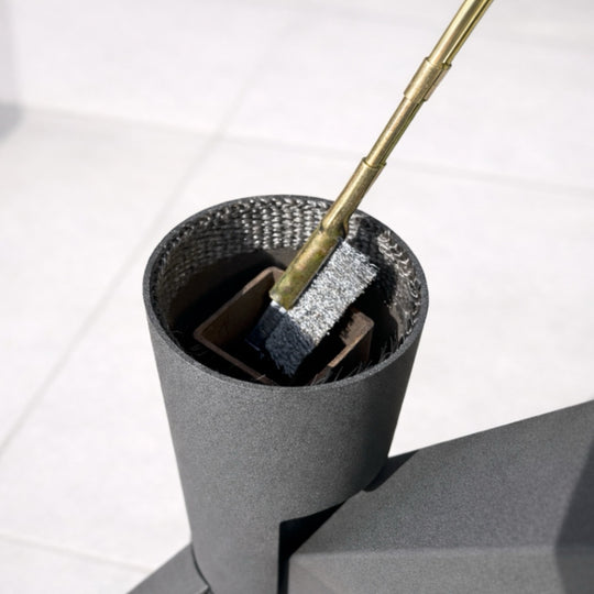 Metal cleaning brush from the Gardenflare care and accessory set for cleaning the combustion chamber in the Classic fire tube