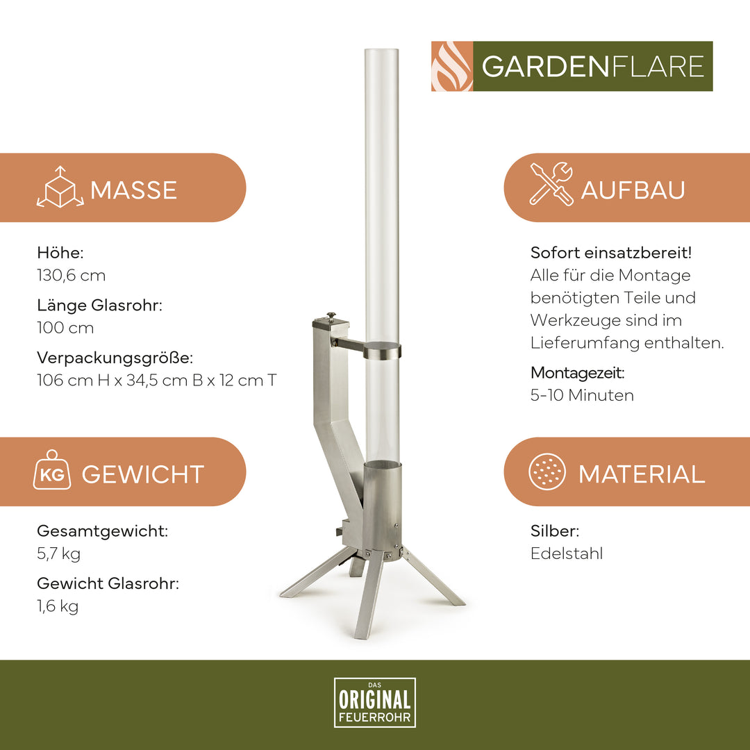 Gardenflare Feuerrohr Edelstahl